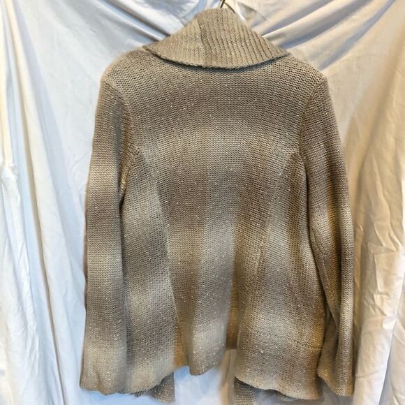 Style and Co. two tone open front sweater; cream and light brown Medium - Picture 2 of 7